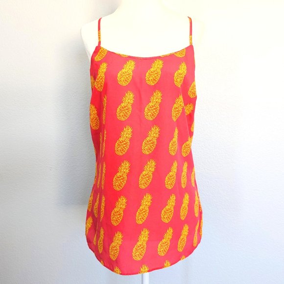 Hot Pink Pineapple Print Tank Top - Picture 1 of 4